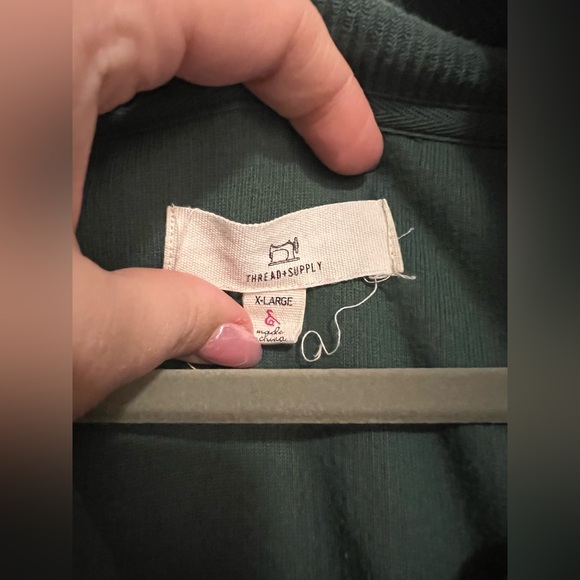 Thread & Supply Forest Green Pullover Quarter Zip Vintage 90’s Look Sweater Blue - Picture 4 of 7